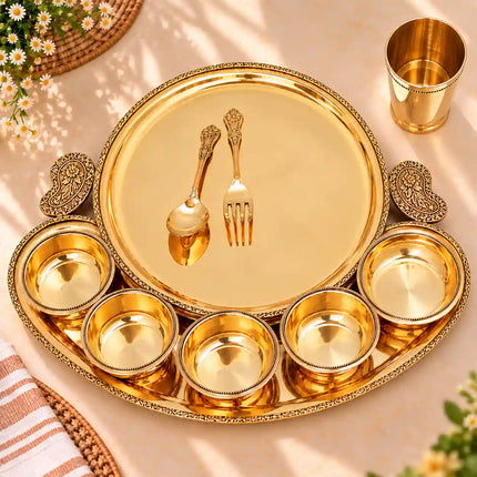 Brass Maharaja Thali/Dinner Set (2.5 kg)