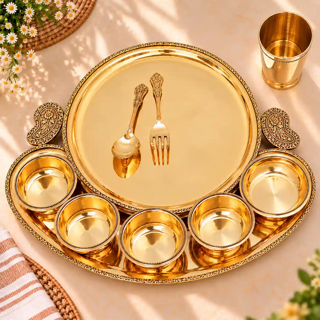 Brass Maharaja Thali/Dinner Set (2.5 kg)