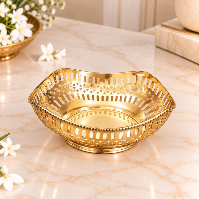Brass Decorative Fruit Jali Bowl (3 Inch)