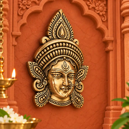 Brass Durga Face Wall Hanging (10 Inch)