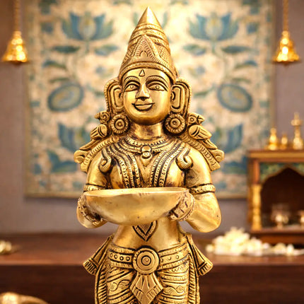 Brass Deep Lakshmi Standing Idol (12.5 Inch)
