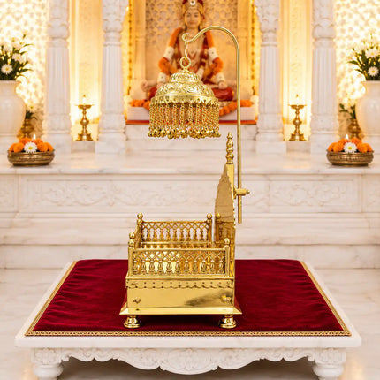 Handcrafted Brass Singhasan with Dome for Laddu Gopal