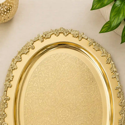 Brass Handcrafted Oval Tray / Platter