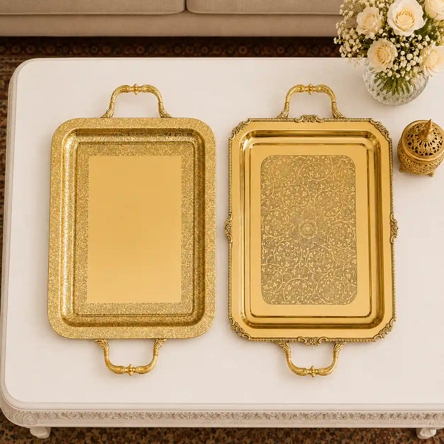 Brass Rectangular Tray / Platter With Handle