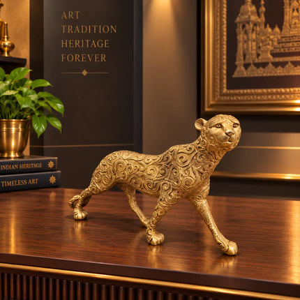 Brass Leopard / Tiger Statue (8.5 Inch)