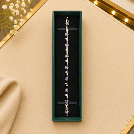 Tennis Bracelet Gold-Tone Clasp With Box