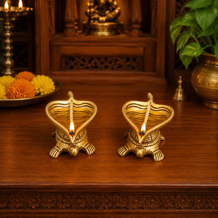 Brass Tortoise Oil Diya Pair (1.5 Inch)