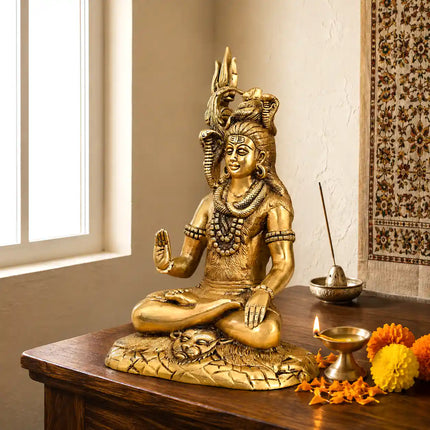 Brass Superfine Sitting Lord Shiva Statue (11.5 Inch)