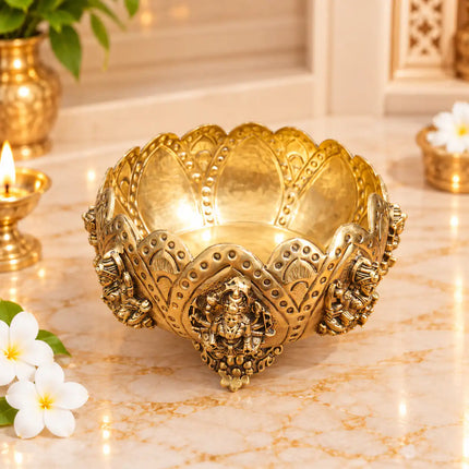Brass Ashtalakshmi Louts Urli Bowl (3 Inch)