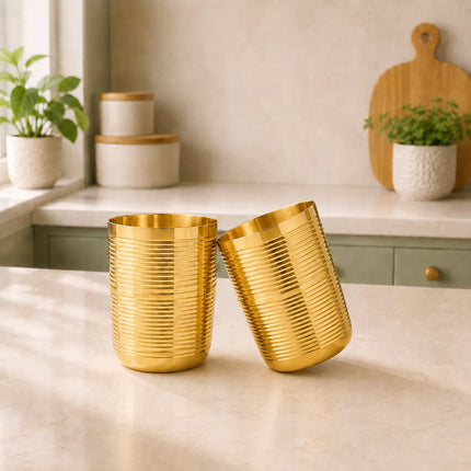 Brass Lining Glass Pair