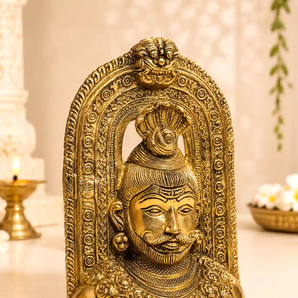 Brass Shiva Head Idol With Kirtimukha (8.5 Inch)