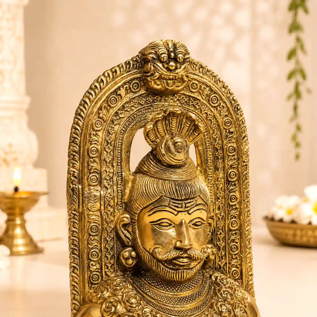 Brass Shiva Head Idol With Kirtimukha (8.5 Inch)