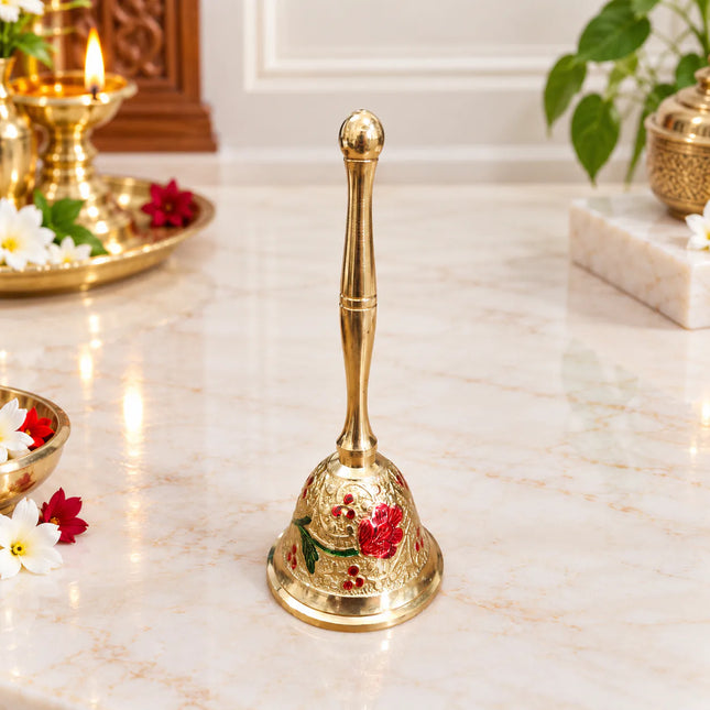 Brass Hand Painted Meenakari Handbell (5.5 inch)