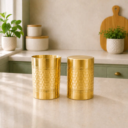 Brass Handcrafted Glass Pair