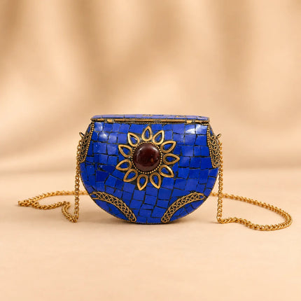 Brass Handcrafted Mosaic Sling Bags – Vintage Boho Clutch (4.5 Inch)