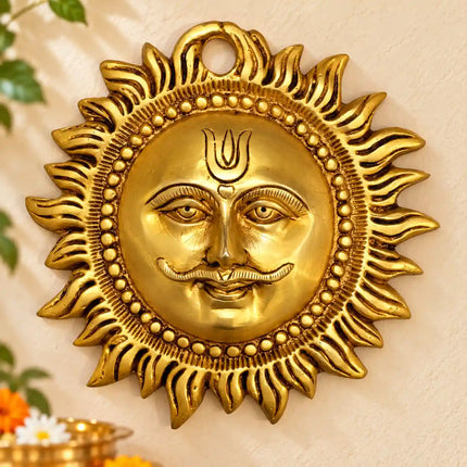 Brass Sun Face Wall Hanging (5.8 Inch)