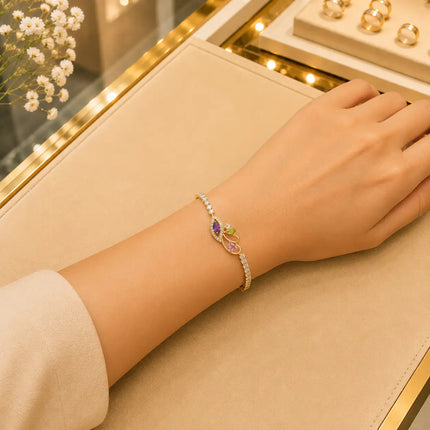 Leaf & Vine Tennis Bracelet for Women | CZ Stones, Gold-Tone Clasp
