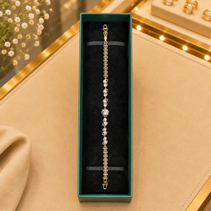 Leaf & Vine Tennis Bracelet for Women | CZ Stones, Gold-Tone Clasp