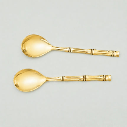 Handcrafted Brass Serving Spoon Pair