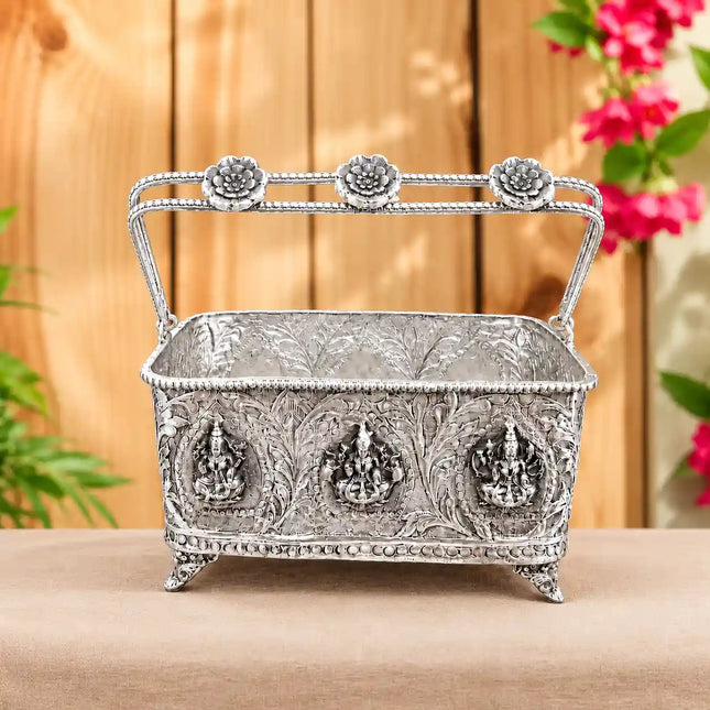 Brass Ashtalakshmi Basket With Handle And Leg (4 Inch)