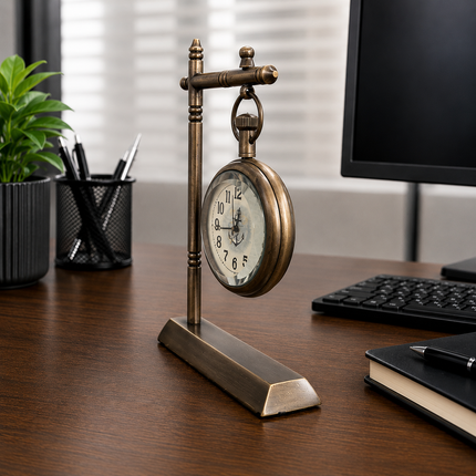 Brass Antique Hanging Table Clock with Stand (5.5 Inch)