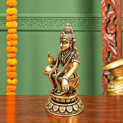 Brass Lord Ayyappa Idol (4 Inch)