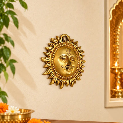 Brass Sun Face Wall Hanging (5.8 Inch)