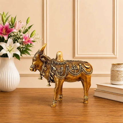 Brass Dhokra Standing Nandi Idol (7 Inch)