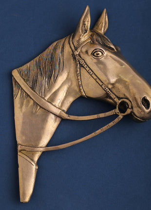 Brass Horse Face Wall Hanging Set (10.5 Inch)