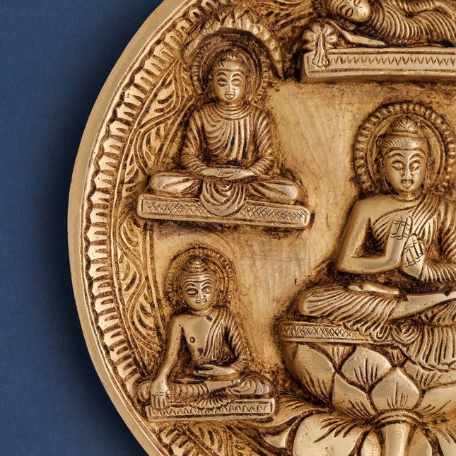 Brass Lord Buddha Wall Hanging Plate (8 Inch)