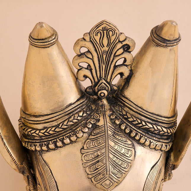 Brass Nandi Head Wall Decor (10 Inch)