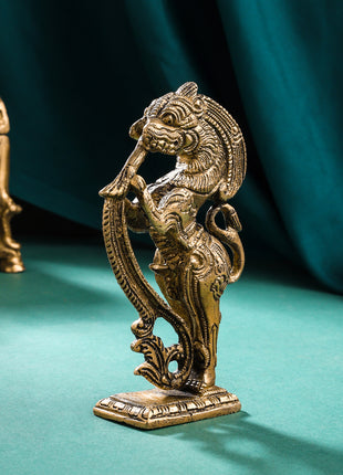 Brass Standing Yali Statue (5 Inch)