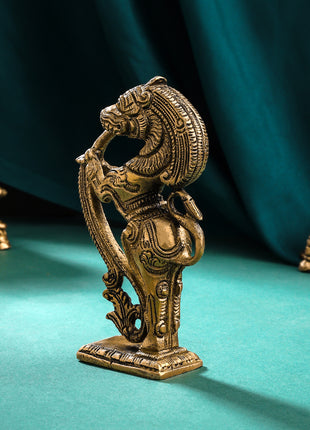 Brass Standing Yali Statue (5 Inch)