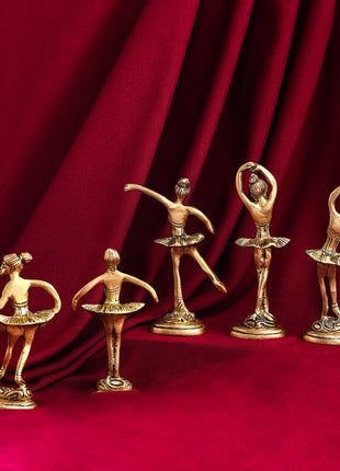Brass Dancing Ballerinas Set of Five (4.2 Inch)