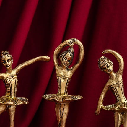Graceful Brass Dancing Ballerinas – Set of 5 Elegant Figurines (4.2-Inch)