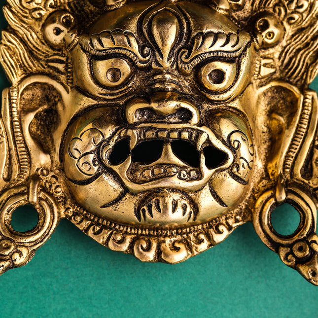 Brass Tibetan Buddhist Deity Mahakala Wall Hanging (6.5 Inch)
