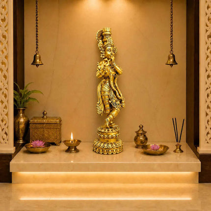 Brass Standing Krishna Idol (20 Inch)