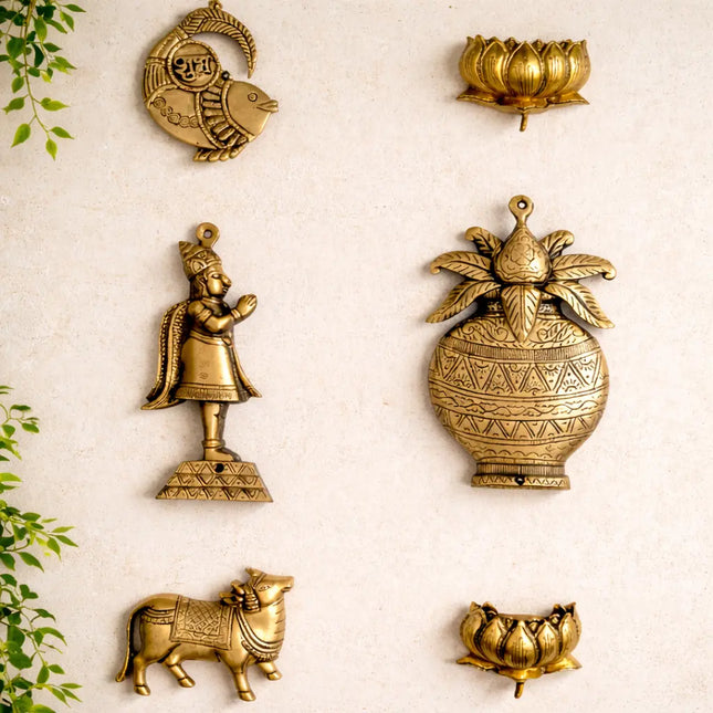 Brass Handcrafted Wall Decor Hanging Set