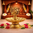 Brass Peacock Eight Petal Diya/Lamp (5.5 Inch)