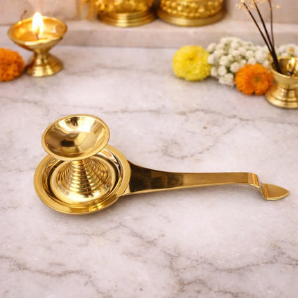 Brass Dhoop Aarti Spoon (9.8 Inch)