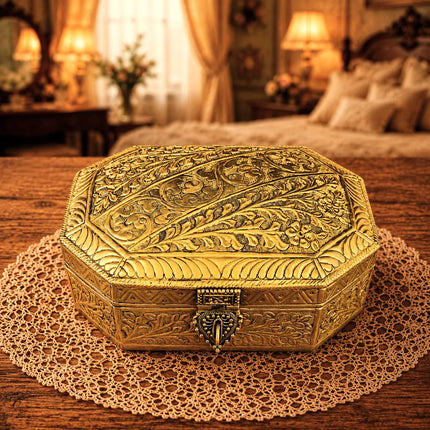 Brass Handcrafted Jewellery Box (3 Inch)