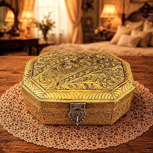 Brass Handcrafted Jewellery Box (3 Inch)