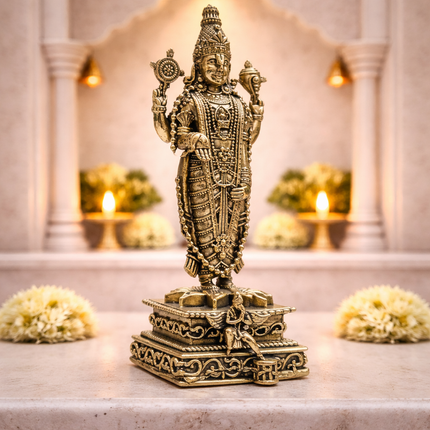 Brass Tirupati Balaji/Venkateshwar Standing Lightweight Statue (6 Inch)