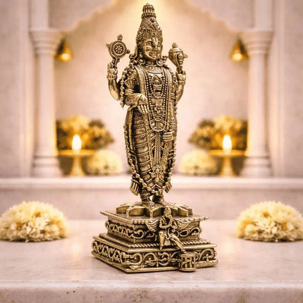 Brass Tirupati Balaji/Venkateshwar Standing Lightweight Statue (6 Inch)