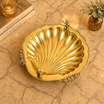 Brass Shell Shaped Decorative Serving Tray / Bowl (13 Inch)