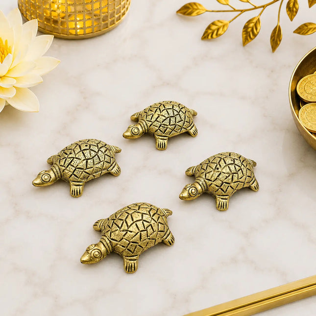 Brass Tortoise Vastu/Feng Shui Set Of Four (1 Inch)