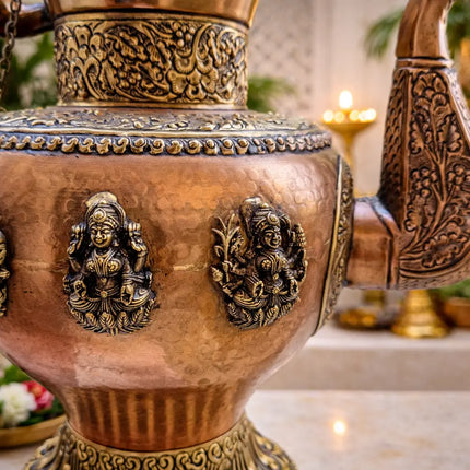 Copper Traditional Ashtalakshmi Kettle Pot (14.5 Inch)