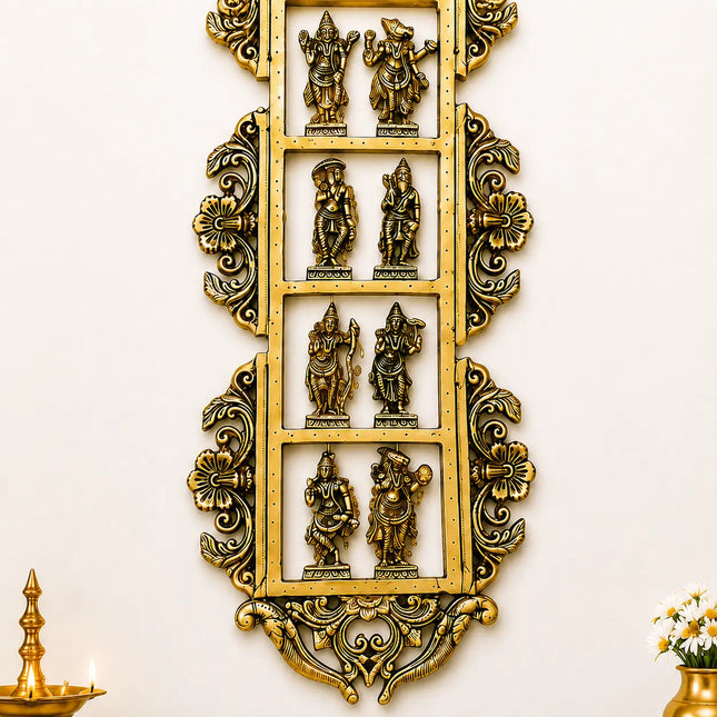 Brass Dashavatara / Vishnu Avatar Wall Hanging (28.5 Inch)
