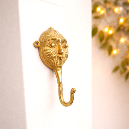 Brass Lady Face Wall Hanging Hanger