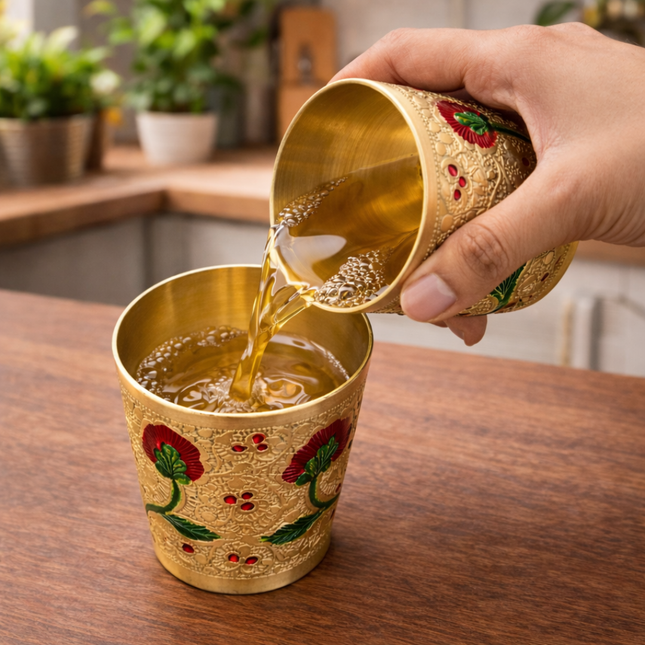 Brass Meenakari Glass Pair (2.2 Inch)